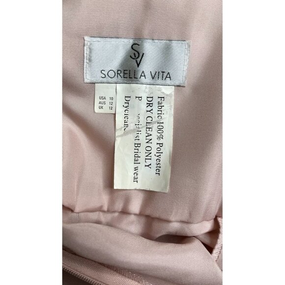Sorella VIta Chiffon Halter Bridesmaid Dress Peach Knee Length Size 10 - Picture 9 of 9